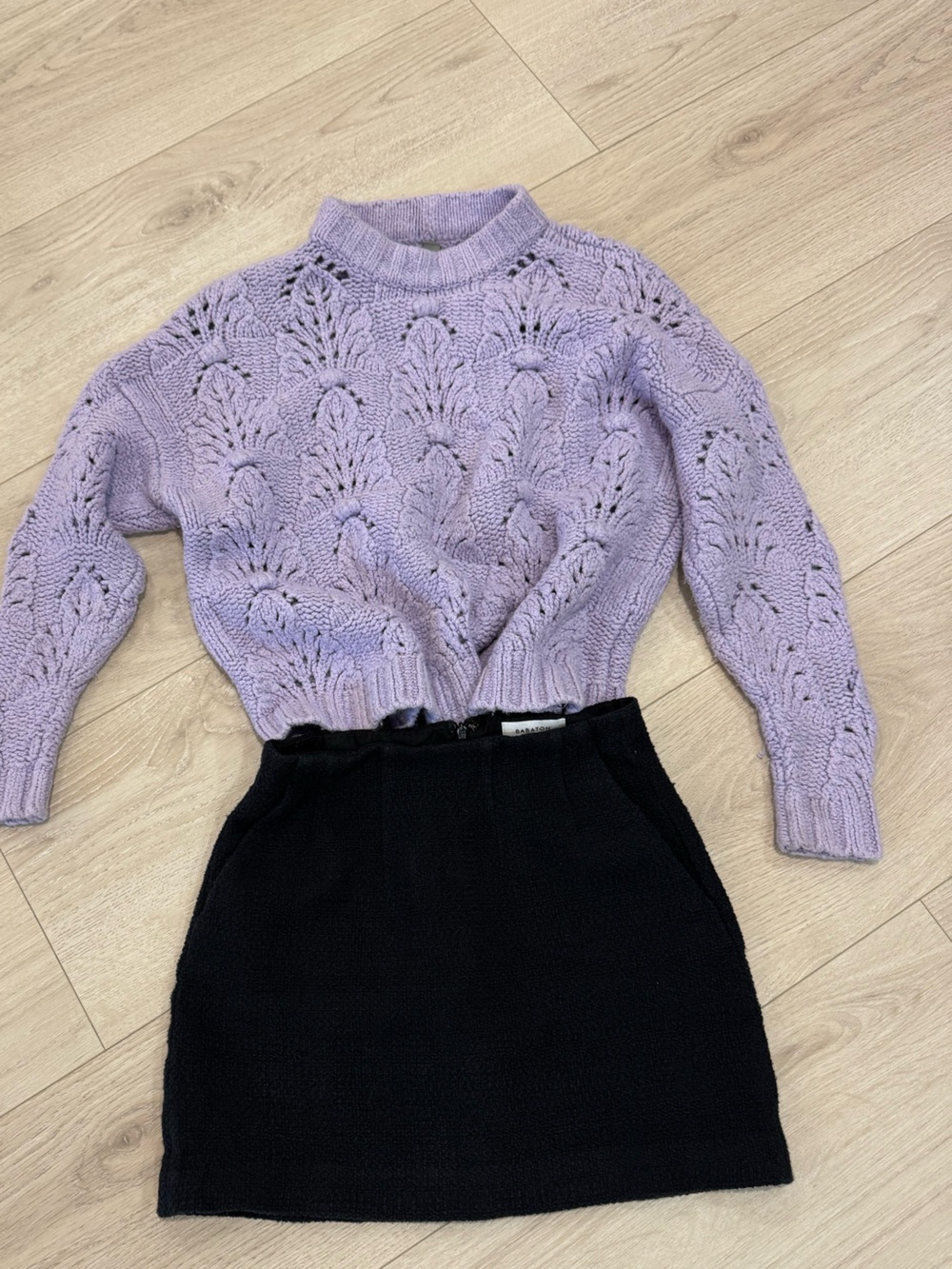 Aerie Purple Chunky Open Knit Bobble Sweater